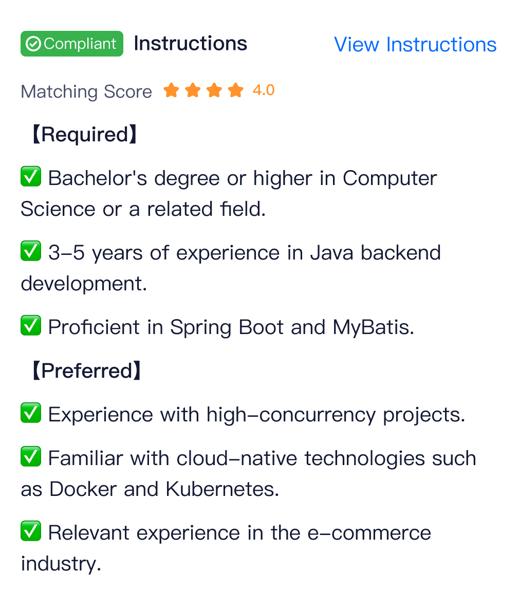 AI Resume Screening in MokaHR